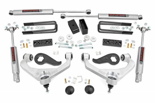 Rough Country - 95630 | Rough Country 3 Inch Lift Kit With Upper Control Arms For Chevrolet / GMC 3500 HD DRW 2/4WD | 2020-2024 | Premium N3 Shocks