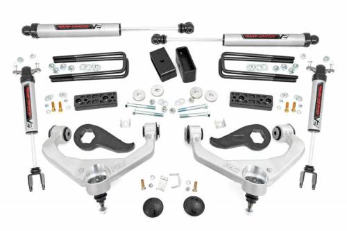 Rough Country - 95670 | Rough Country 3 Inch Lift Kit With Upper Control Arms For Chevrolet / GMC 3500 HD DRW 2/4WD | 2020-2024 | V2 Monotube Shocks