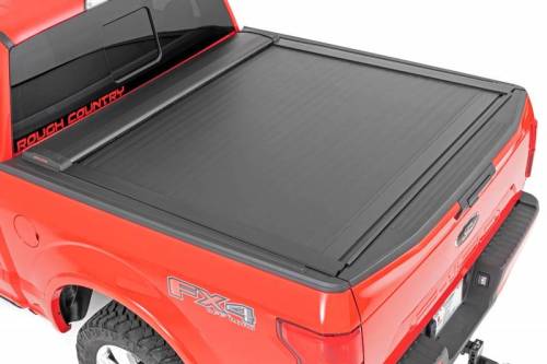 Rough Country - 46410551A | Rough Country Retractable Bed Cover Ford F-150 2WD/4WD / F-150 Lighting | 2021-2023 | 5' 7" Bed