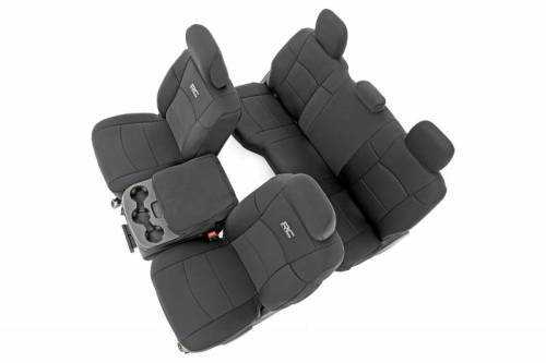 Rough Country - 91043 | Rough Country Seat Covers For Ram 2500 2WD/4WD | 2019-2023 | First & Second Row, With Full Rear Seat