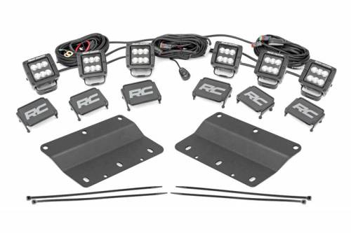 Rough Country - 51085 | Rough Country Triple LED Fog Light Kit For Factory Modular Front Bumper Ford Bronco | 2021-2023 | Black Series With Spot Beam