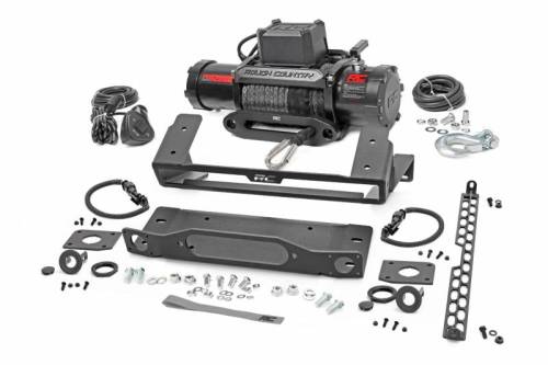 Rough Country - 51097 | Rough Country High Winch Mount For Factory Modular Bumper Ford Bronco 4WD | 2021-2023 | With PRO12000S Winch, No Lights