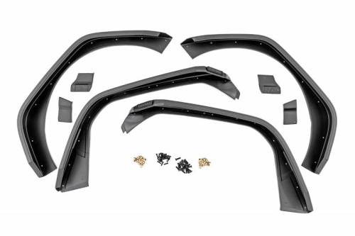 Rough Country - 99036 | Rough Country High Clearance Flat Fender Flare Kit With LED Markers For Jeep Wrangler 4xe, JL, JL Unlimited | 2018-2023