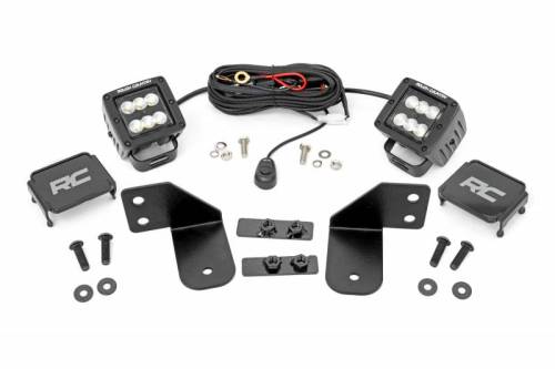 Rough Country - 93145 | Rough Country Rear Facing 2 Inch Black Series With Flood Beam LED Kit For Polaris Ranger | 2013-2022