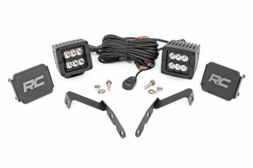 Rough Country - 71058 | Rough Country LED Ditch Light Black Series With Spot Beam Kit For Chevrolet / GMC | 2007-2014