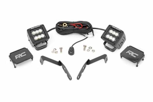 Rough Country - 71059 | Rough Country LED Ditch Light Black Series With Flood Beam Kit For Chevrolet / GMC | 2007-2014