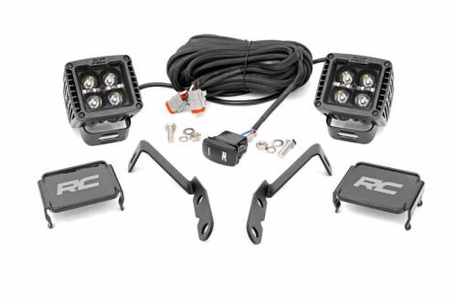 Rough Country - 71061 | Rough Country LED Ditch Light Black Series With Amber DRL Kit For Chevrolet / GMC | 2007-2014