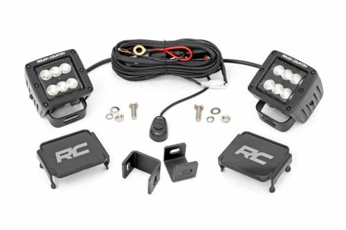 Rough Country - 71072 | Rough Country LED Ditch Light Kit For Toyota Tundra | 2022-2023 | Black Series With Flood Beam