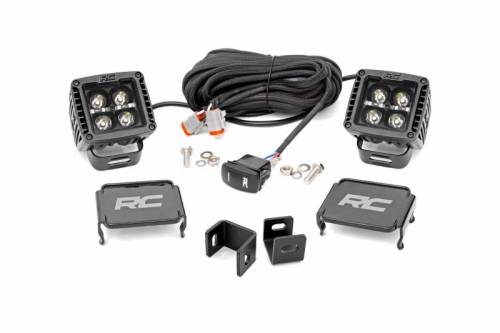 Rough Country - 71074 | Rough Country LED Ditch Light Kit For Toyota Tundra | 2022-2023 | Black Series With Amber DRL