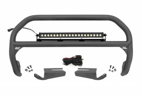 Rough Country - 51101 | Rough Country Nudge Bar OE Modular Steel For Ford Bronco 4WD | 2021-2023 | Black Series 20" Light Bar