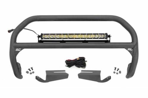 Rough Country - 51103 | Rough Country Nudge Bar OE Modular Steel For Ford Bronco 4WD | 2021-2023 | Chrome Series 20" Light Bar