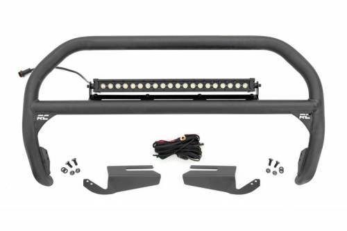 Rough Country - 51102 | Rough Country Nudge Bar OE Modular Steel For Ford Bronco 4WD | 2021-2023 | Black Series 20" Light Bar With White DRL