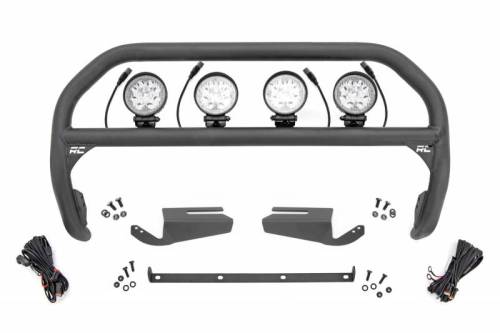 Rough Country - 51104 | Rough Country Nudge Bar OE Modular Steel For Ford Bronco 4WD | 2021-2023 | 4 Inch Round LED Lights