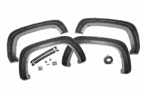 Rough Country - A-C12011 | Rough Country Defender Pocket Fender Flares For Chevrolet Silverado 2500 HD/ 3500 HD | 2020-2023 | Flat Black