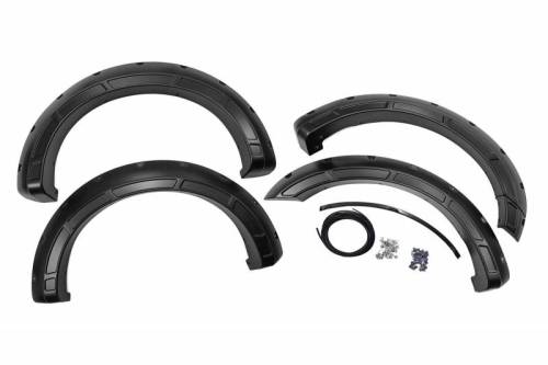 Rough Country - A-F20911 | Rough Country Defender Pocket Fender Flares For Ford F-150 2/4WD | 2021-2023 | Flat Black