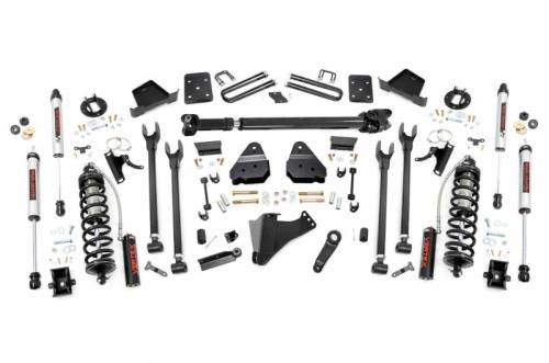 Rough Country - 52658 | Rough Country 6 Inch Coilover Conversion Lift Kit 4-Link For Ford Super Duty | 2017-2022 | No Factory Rear Overload Springs, 3.5" Axle, V2 Monotube Shocks, Front Driveshaft