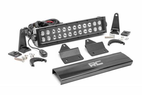 Rough Country - 95009 | Rough Country Black Series 12 Inch Dual Row Hood Mount LED Light Kit For Intimidator GC1K | 2018-2022