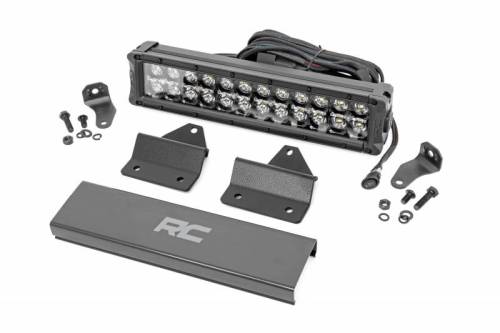 Rough Country - 95010 | Rough Country Black Series With White DRL 12 Inch Dual Row Hood Mount LED Light Kit For Intimidator GC1K | 2018-2022