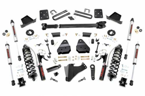 Rough Country - 51758 | Rough Country 6 Inch Coilover Conversion Lift Kit For Diesel Ford F-250/F-350 Super Duty | 2017-2022 | 4" Axle, Rear Factory Springs, Rear V2 Shocks, Front Drive Shaft