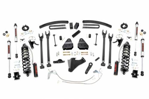 Rough Country - 58458 | Rough Country 6 Inch Coilover Conversion Lift Kit With 4-LinK Setup For Ford F-250/F-350 Super Duty | 2008-2010 | Diesel, Rear V2 Shocks