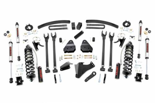 Rough Country - 58058 | Rough Country 6 Inch Coilover Conversion Lift Kit With 4 Link Setup For Ford F-250/F-350 Super Duty | 2005-2007 | Diesel, Rear Factory Springs, Rear V2 Shocks