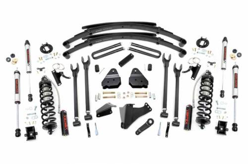 Rough Country - 58258 | Rough Country 6 Inch Coilover Conversion Lift Kit With 4 Link Setup For Ford F-250/F-350 Super Duty | 2005-2007 | Diesel, Rear V2 Shocks