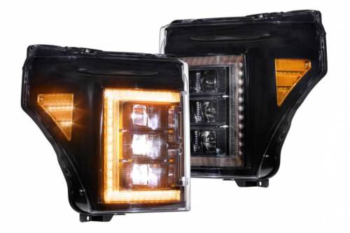 Morimoto - LF505-A-ASM | Morimoto XB LED Headlights With Amber Side Marker, Sequential Turn Signal, Amber DRL For Ford Super Duty | 2011-2016 | Pair