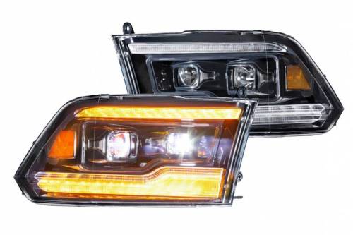 Morimoto - LF520-A-ASM | Morimoto XB LED Headlights With Amber Side Marker, Sequential Turn Signal, Amber DRL For Dodge Ram 1500 | 2009-2018 | Pair