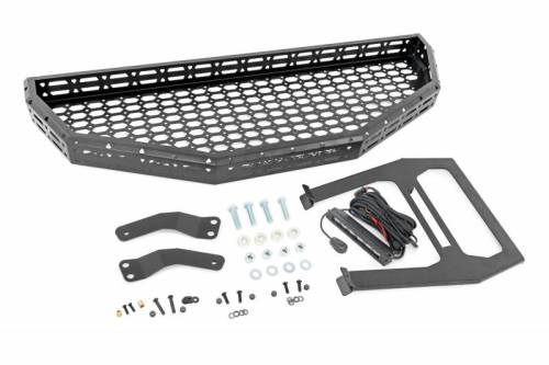 Rough Country - 92059 | Rough Country Front Cargo Rack With Black Series 6 Inch Slimline LED Light Bar For Honda Pioneer / 1000 | 2016-2021