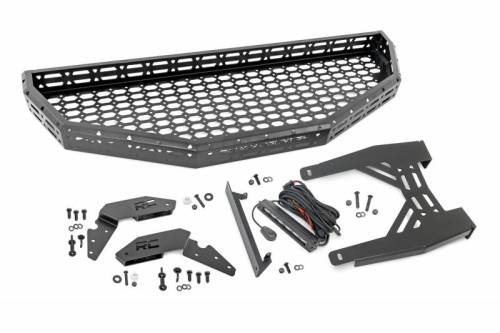 Rough Country - 97074 | Rough Country Front Cargo Rack With Black Series 6 Inch Slimline LED Light Bar For Can-AM Defender HD / MAX | 2016-2022