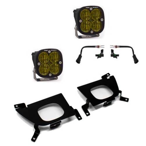 Baja Designs - 447529 | Baja Designs Squadron SAE Pocket Kit Amber Fog Lights For Chevrolet Silverado 1500/2500 HD/3500 HD | 2019-2022