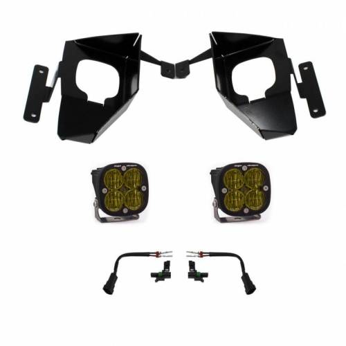 Baja Designs - 447535 | Baja Designs Squadron SAE Pocket Kit Amber Fog Lights For Chevrolet Silverado/GMC Sierra 1500 | 2016-2018