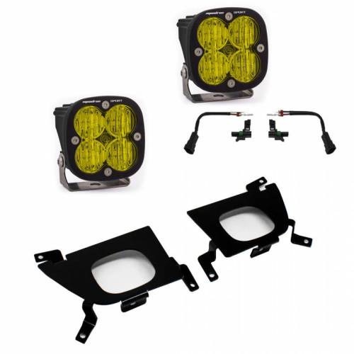 Baja Designs - 447518 | Baja Designs Squadron Sport Pocket Kit Amber Fog Lights For Chevrolet Silverado 1500/2500 HD/3500 HD | 2019-2022