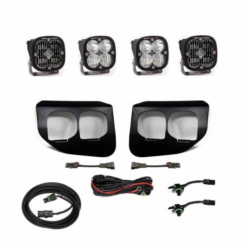 Baja Designs - 447736UP | Baja Designs Squadron SAE/Pro Pocket Kit Fog Lights With Upfitter Connector For Ford F-250/F-350 Super Duty | 2020-2022