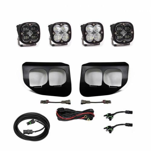 Baja Designs - 447738UP | Baja Designs Squadron SAE/Sport Pocket Kit Fog Lights With Upfitter Connector For Ford F-250/F-350 Super Duty | 2020-2022