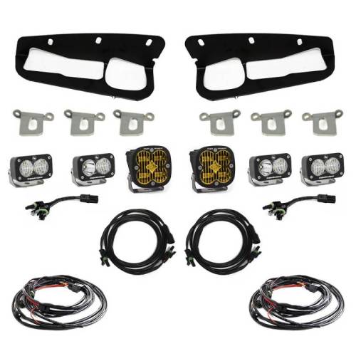 Baja Designs - 447762UP | Baja Designs Squadron SAE/S2 Sport Pocket Kit Amber Fog Lights With Upfitter Connector For Ford Bronco | 2021-2022