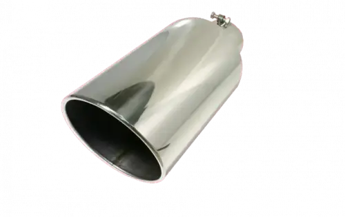 FLO~PRO - 6815RAB | FLO PRO Bolt-on Rolled Angle Cut Polished 307 Stainless Exhaust Tip | Inlet 3", Outlet 4", Length 15"