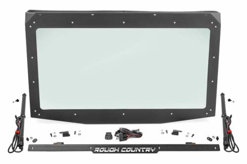 Rough Country - 98317221 | Rough Country Power Flip Glass Windshield For Polaris Ranger XP 1000 / 1000 4WD | 2017-2023