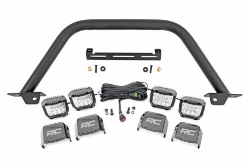 Rough Country - 51115 | Rough Country OE Modular Bumper Safari Bar Kit For Ford Bronco | 2021-2023 | Quad 3 Inch Osram Wide Angle Series LED Lights