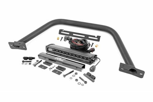 Rough Country - 51116 | Rough Country OE Modular Bumper Safari Bar Kit For Ford Bronco | 2021-2023 | 12 Inch Single Row Black Series Light Bar