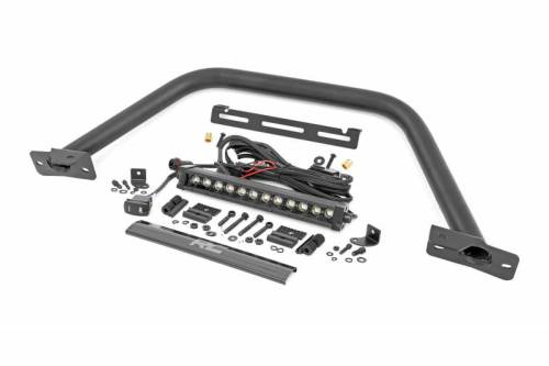 Rough Country - 51117 | Rough Country OE Modular Bumper Safari Bar Kit For Ford Bronco | 2021-2023 | 12 Inch DRL Single Row Black Series Light Bar