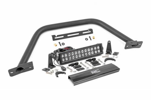 Rough Country - 51118 | Rough Country OE Modular Bumper Safari Bar Kit For Ford Bronco | 2021-2023 | 12 Inch Dual Row Black Series Light Bar