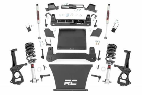 Rough Country - 21740 | Rough Country 6 Inch Lift Kit For Chevrolet Silverado 1500 2/4WD | 2019-2024 | 4.3L, 5.3L, 6.2L Engine, Factory Multi-Leaf Pack, M1 Struts, M1 Rear Shocks