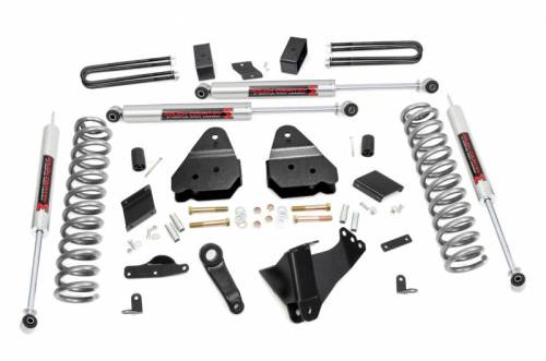 Rough Country - 56340 | Rough Country 4.5 Inch Lift Kit For Ford Super Duty 4WD | 2011-2014 | Diesel, Rear Factory Overload Springs, M1 Shocks