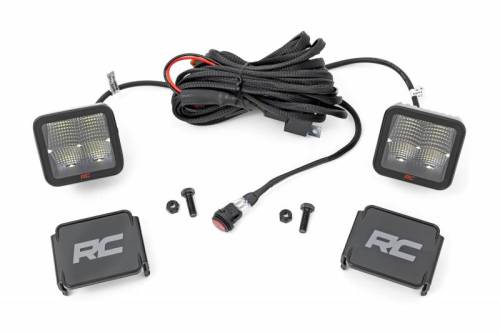 Rough Country - 80903 | Rough Country 2 Inch Spectrum Series Off-Road Use Square Flood White LED Light | Pair, Universal