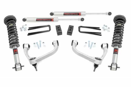 Rough Country - 54540 | Rough Country 3 Inch Lift Kit For Ford F-150 4WD (2014-2020) | Aluminum Finish, M1 Struts, Rear M1 Shocks