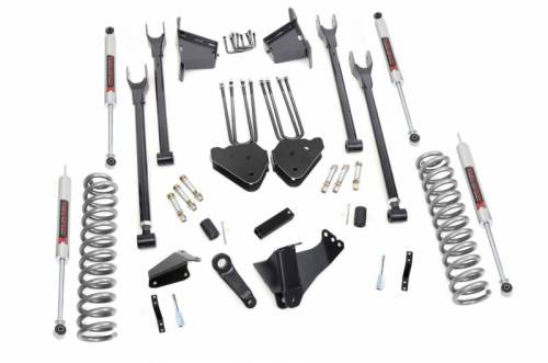 Rough Country - 59140 | Rough Country 8 Inch Lift Kit With 4-Link & Rear Blocks For Ford F-250/F-350 Super Duty 4WD | 2005-2007 | Diesel, M1 Shocks