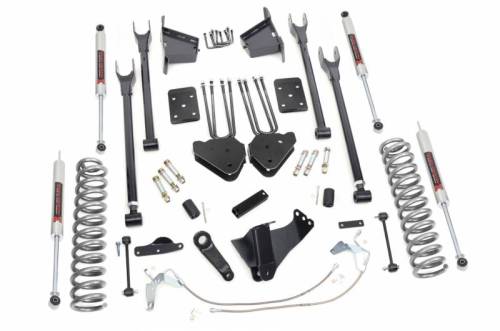 Rough Country - 59240 | Rough Country 8 Inch Lift Kit With 4-Link & Rear Blocks For Ford F-250/F-350 Super Duty 4WD | 2008-2010 | Diesel, M1 Shocks