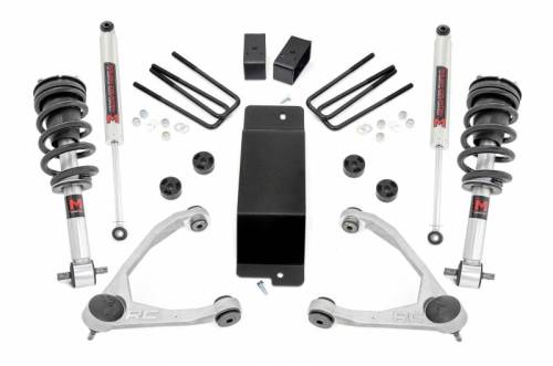 Rough Country - 27740 | Rough Country 3.5 Inch Lift Kit With Upper Control Arms For Chevrolet Silverado/GMC Sierra 1500 | 2007-2013 | Front M1 Struts, Rear M1 Shocks