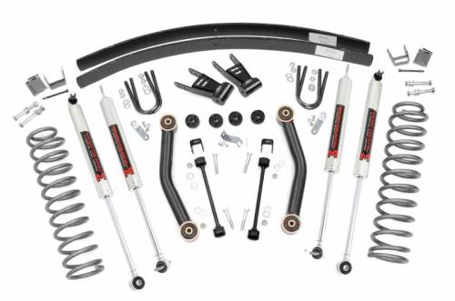 Rough Country - 62340 | Rough Country 4.5 Inch Lift Kit With Add A Leaf (AAL) For Jeep Cherokee XJ 2/4WD | 1984-2001 | M1 Shocks